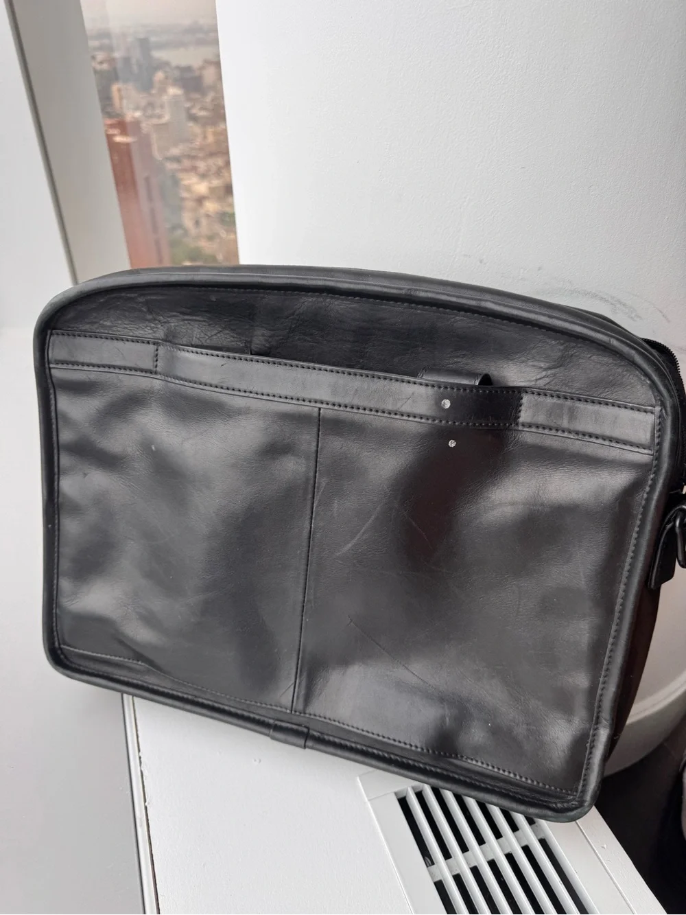 TUMI Black Leather Men's Briefcase Laptop Bag